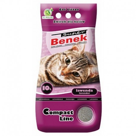 Super Benek Compact Line żwirek dla kotów lawendowy 10l
