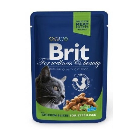 Brit For wellness and beauty z kurczakiem dla kotów po sterylizacji 100g